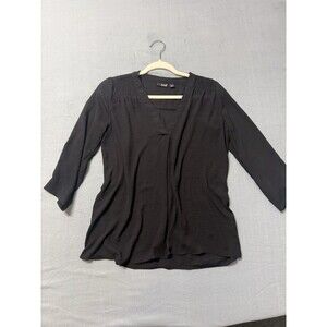 A.N.A. Women’s Sheer Tunic Top Blouse Black White Size M